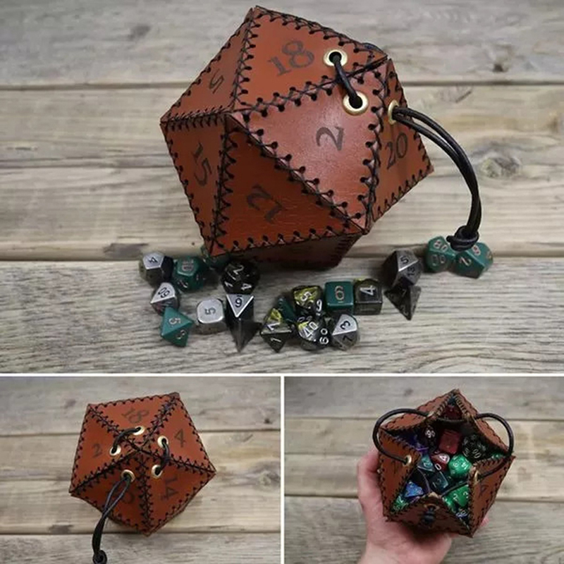 Gaming Accessories Gift Ideas - Sac à dés en cuir D20,