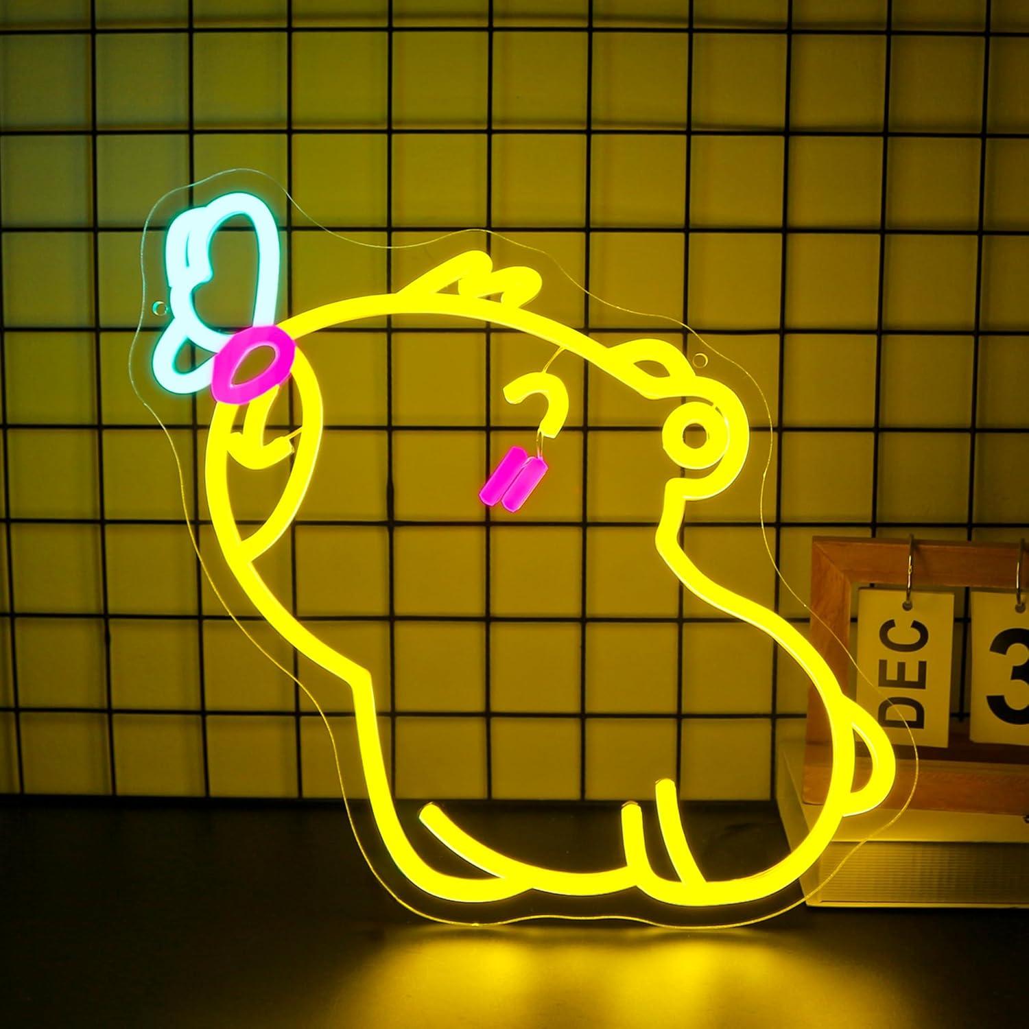 Gaming Accessories Shop - Enseigne néon Capybara, lumières LED néon