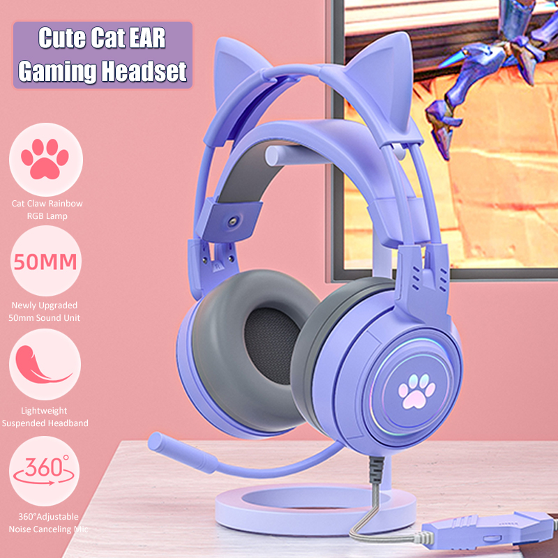 Gaming Setup Accessories Xbox - Casque de jeu d'oreille de chat